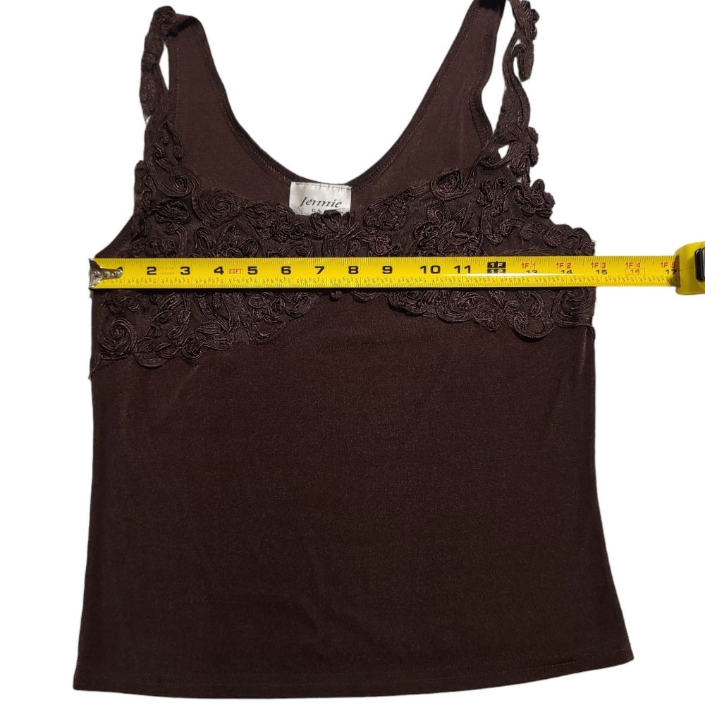 Jennie Brown Embroidered Lace Tank Top Size L - Picture 6 of 6